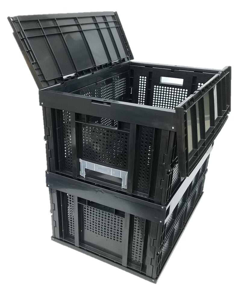 オリコン 軽量薄型 折りたたみコンテナ ケース 9個 ブラック