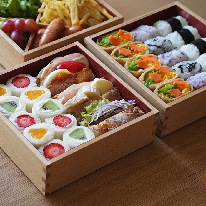 楽天市場】松屋漆器店 白木 6寸三段重 内朱 / お重 重箱 タモ 運動会