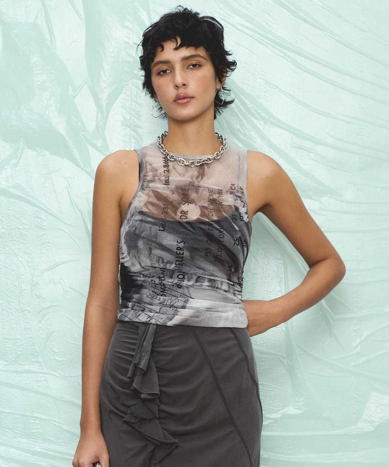 MAISON SPECIAL｜Tulip Gather Mesh Tank Top | Rakuten Fashion(楽天