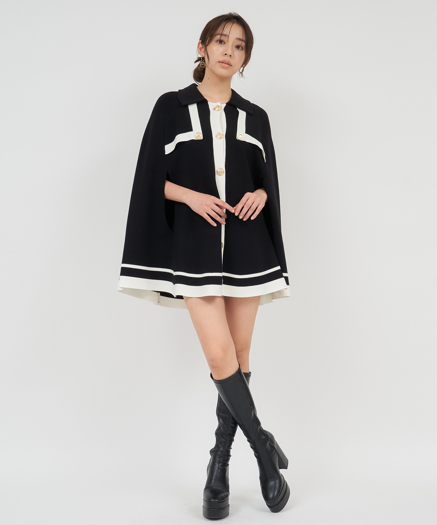 ROYAL PARTY｜配色ニットケープジャケット | Rakuten Fashion(楽天