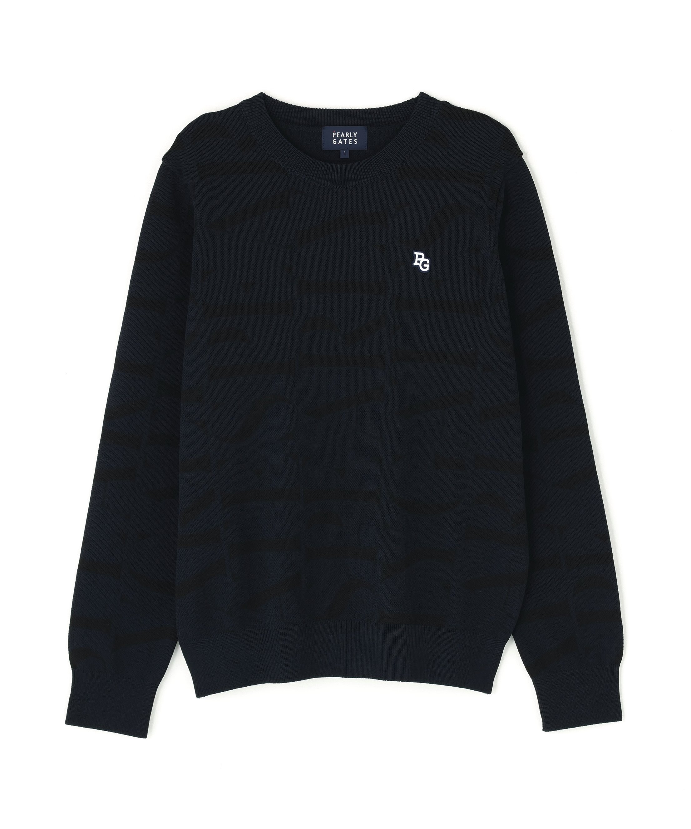 PEARLY GATES｜ダブルJQロゴ総柄クルーネックニットプルオーバー