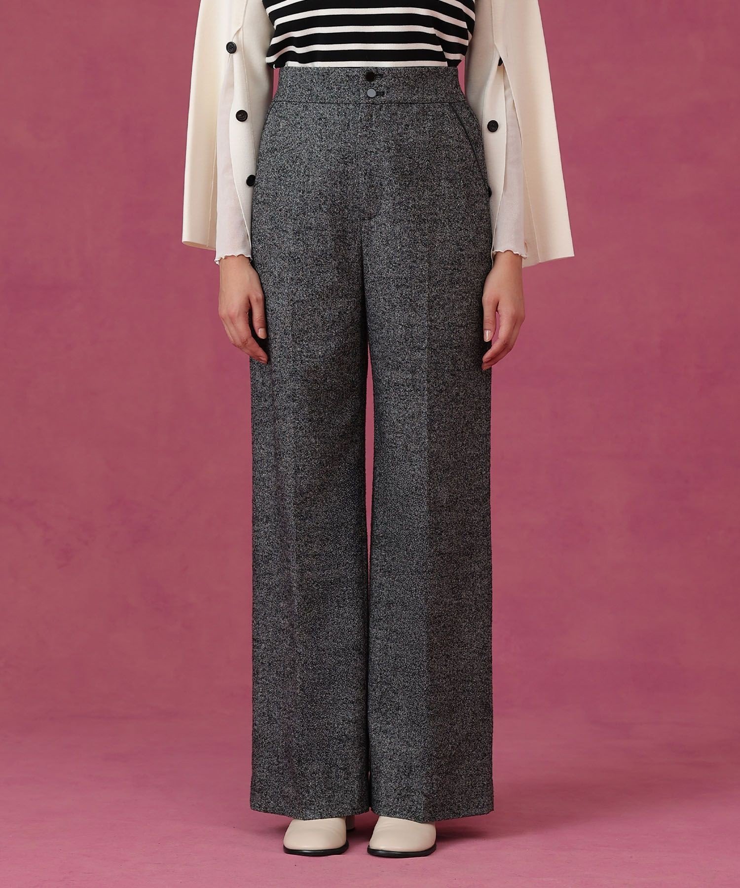 ANAYI｜【セットアップ対応商品】ウールシルクツイードワイドパンツ