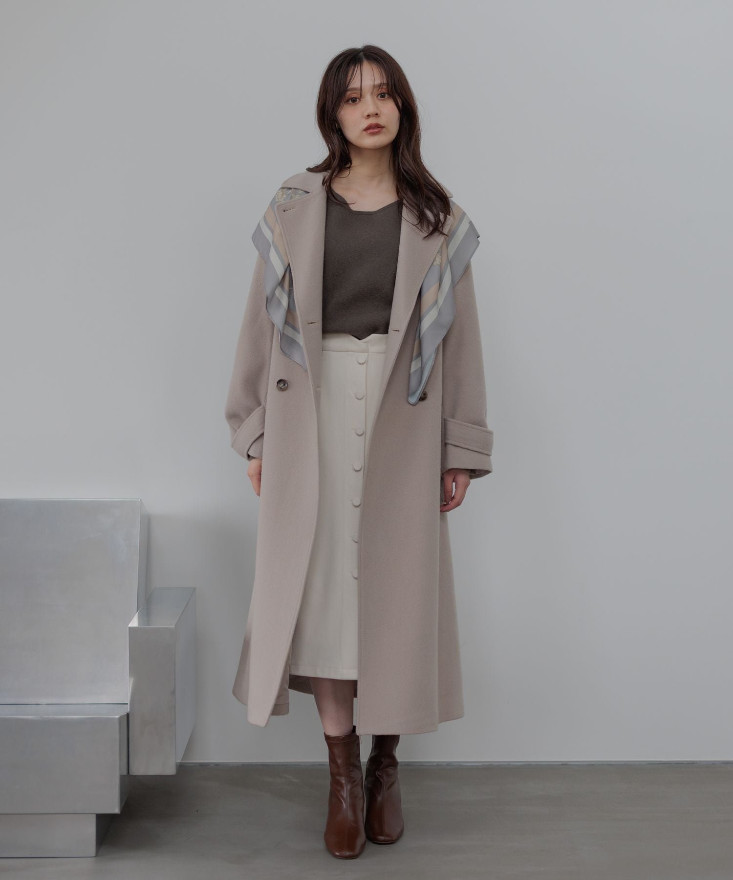 Andemiu｜メルトンウールスタンドロングコート | Rakuten Fashion(楽天