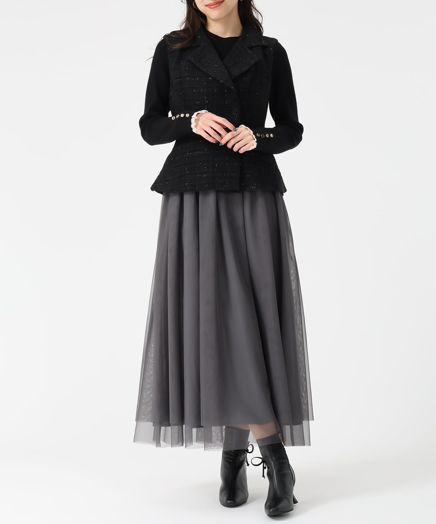 31 Sons de mode｜TT537412 ツイードジレワンピース | Rakuten Fashion