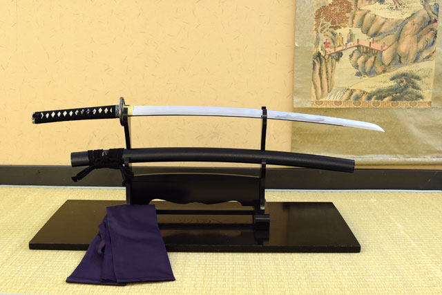 最高級模造刀 高級居合刀 樋入り刀身 青緑拵え 亜合金刀身 名刀 高級