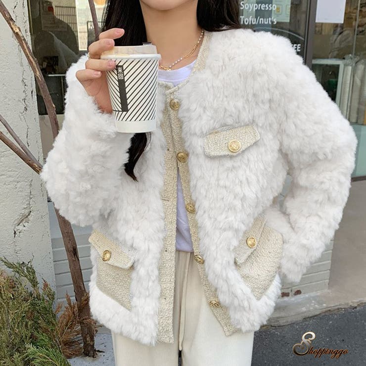 楽天市場】shoppinggo 中綿ツイードジャケット ボアジャケット 千鳥格