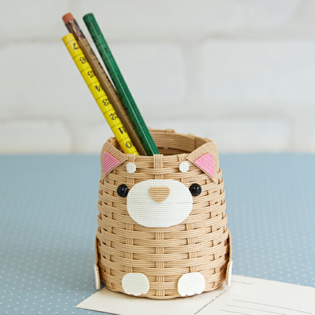 ダンプママです。パグ犬3兄弟 エコクラフト クラフトバンド 小物入れ