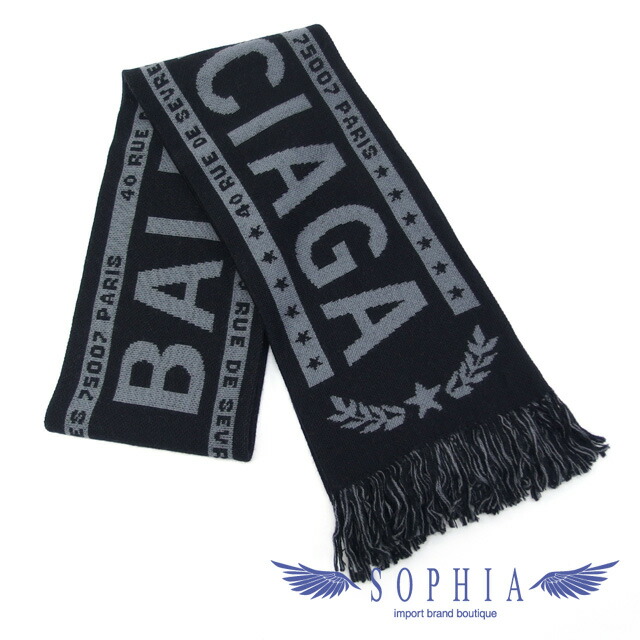 楽天市場】バレンシアガ フットボールスカーフ ロゴマフラー ブラック
