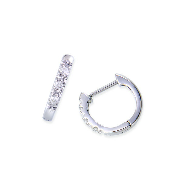 楽天市場】プラチナダイヤモンドピアス フープピアス 中折れ式