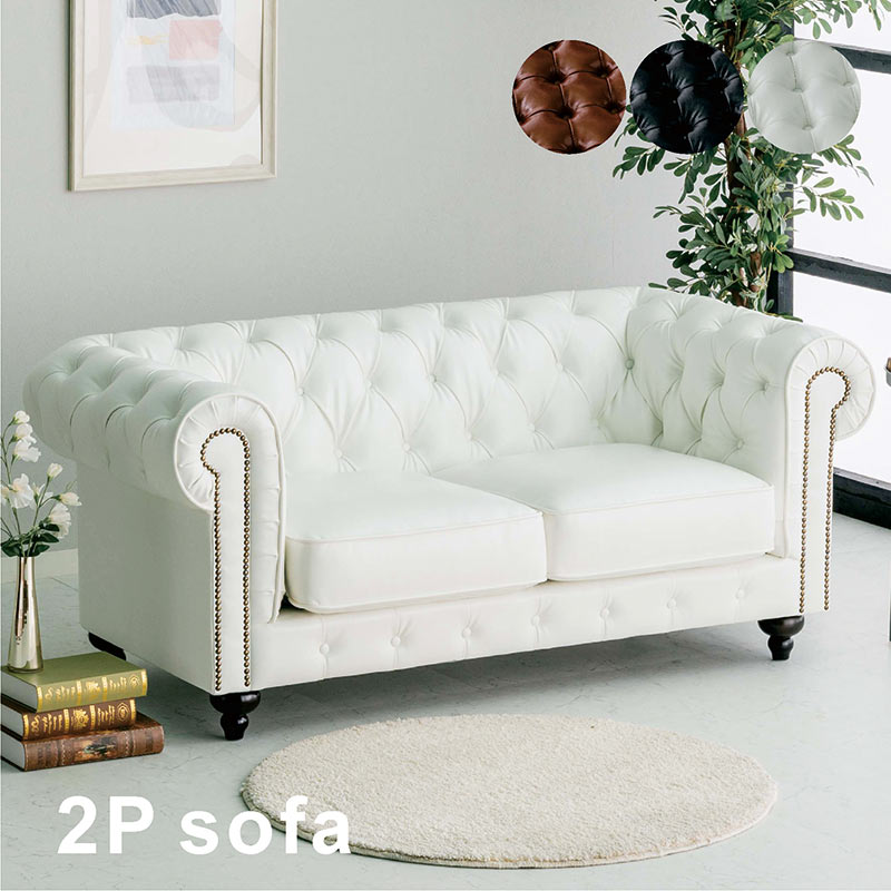 楽天市場】ソファー 2人掛け チェスターフィールド ソファ 白 ホワイト