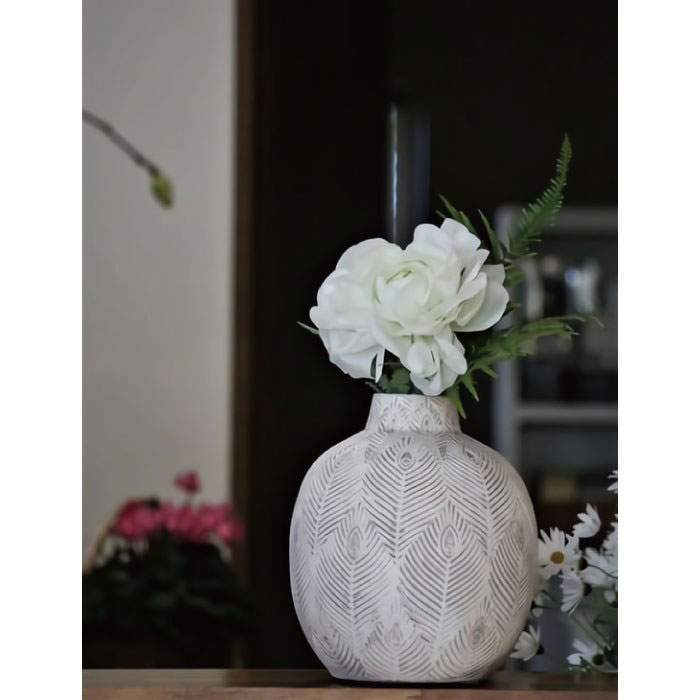 楽天市場】花瓶 花びん 陶器 おしゃれ エレガント 花器 シャビー 丸い