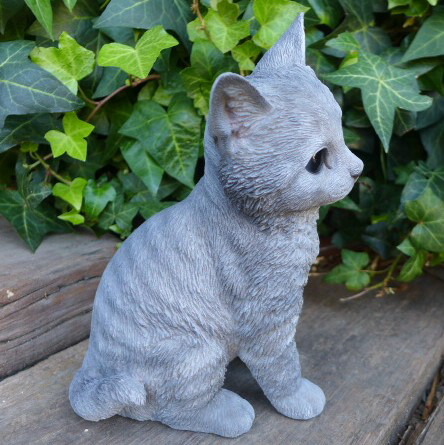 楽天市場】猫の置物 サバトラ猫 子猫 N13642 キャット ガーデン