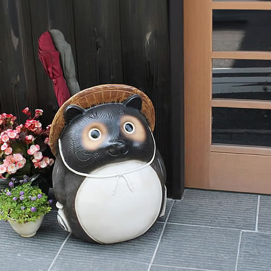 楽天市場】【ポイント10倍】信楽焼 丸タヌキかさたて 玄関のインテリア