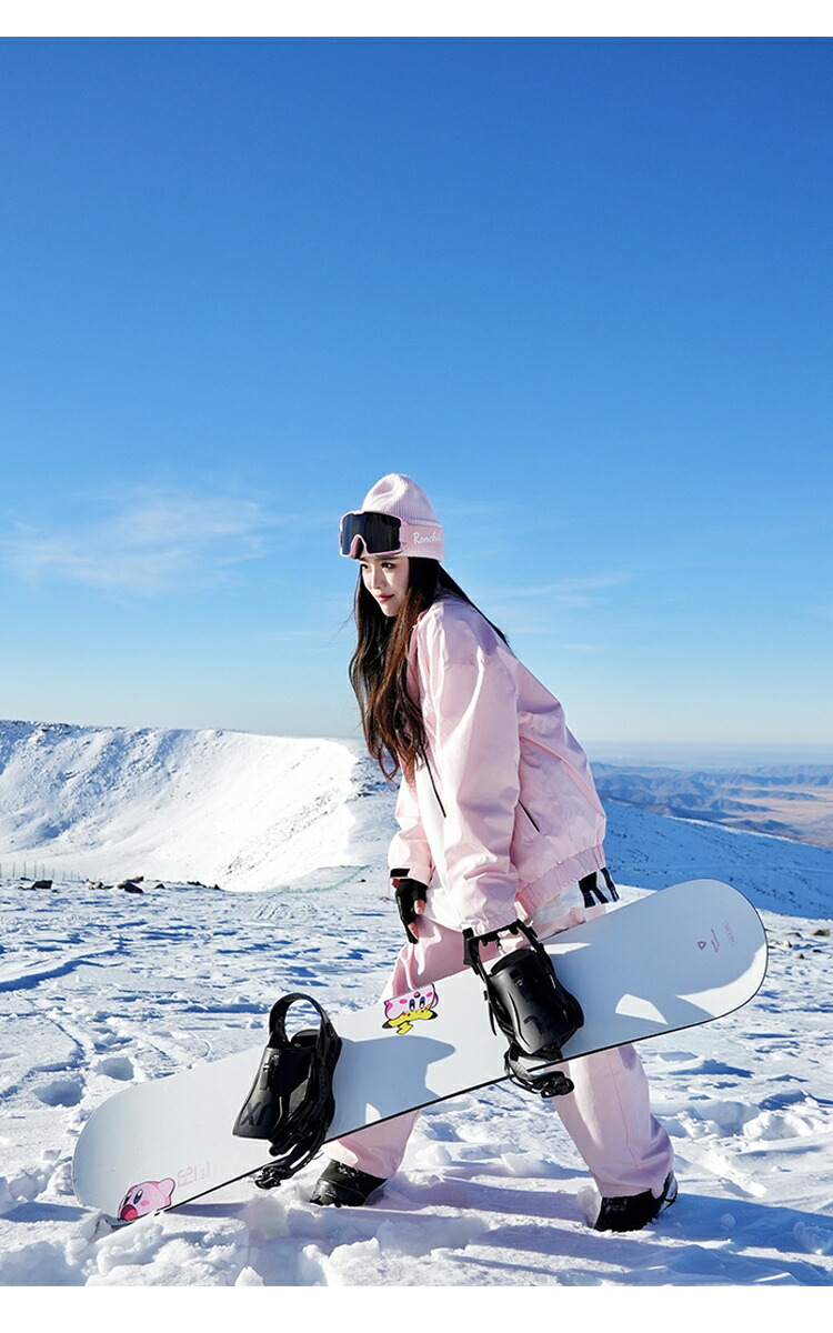 レディース L スキー スノーボードウェア 上下セット ピンク ブラウン