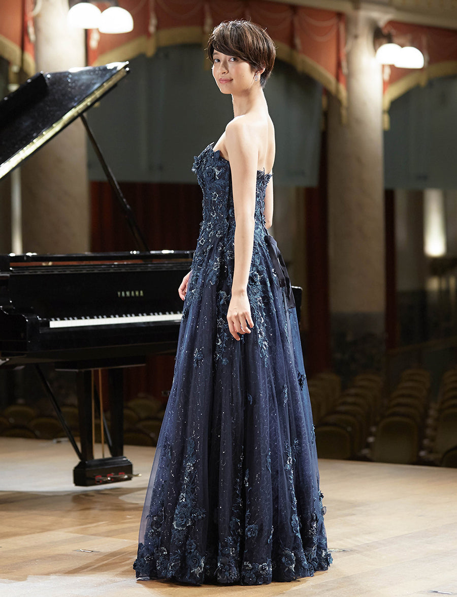 ダークネイビーロングドレス・TW1901-DNY｜演奏会・発表会ドレスの