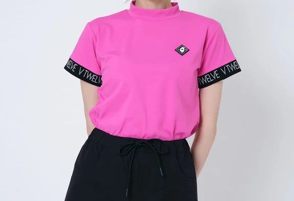 V12 - S/JAQUARD MOCK | モックネックシャツ | ピンク | レディース