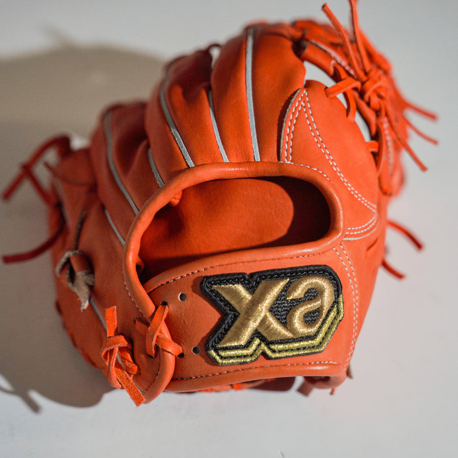 プロ支給品グローブ赤 ザナックス硬式野球グローブ 43刺繍有り プロ