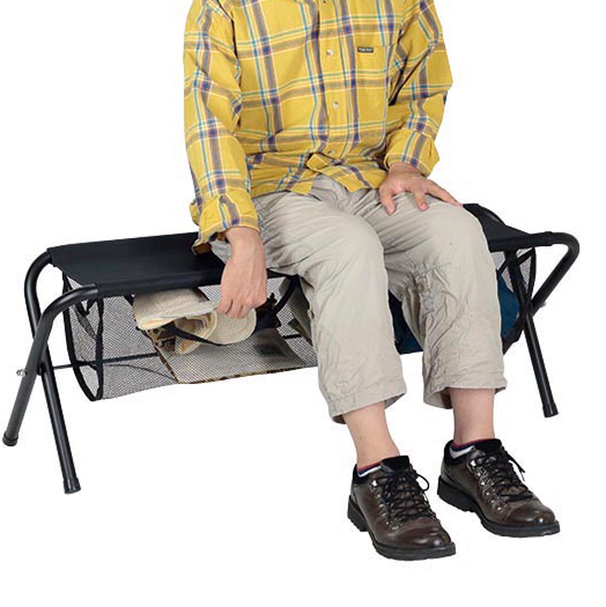 大型収納付 フォールディングベンチ（ブラック） - アウトドア