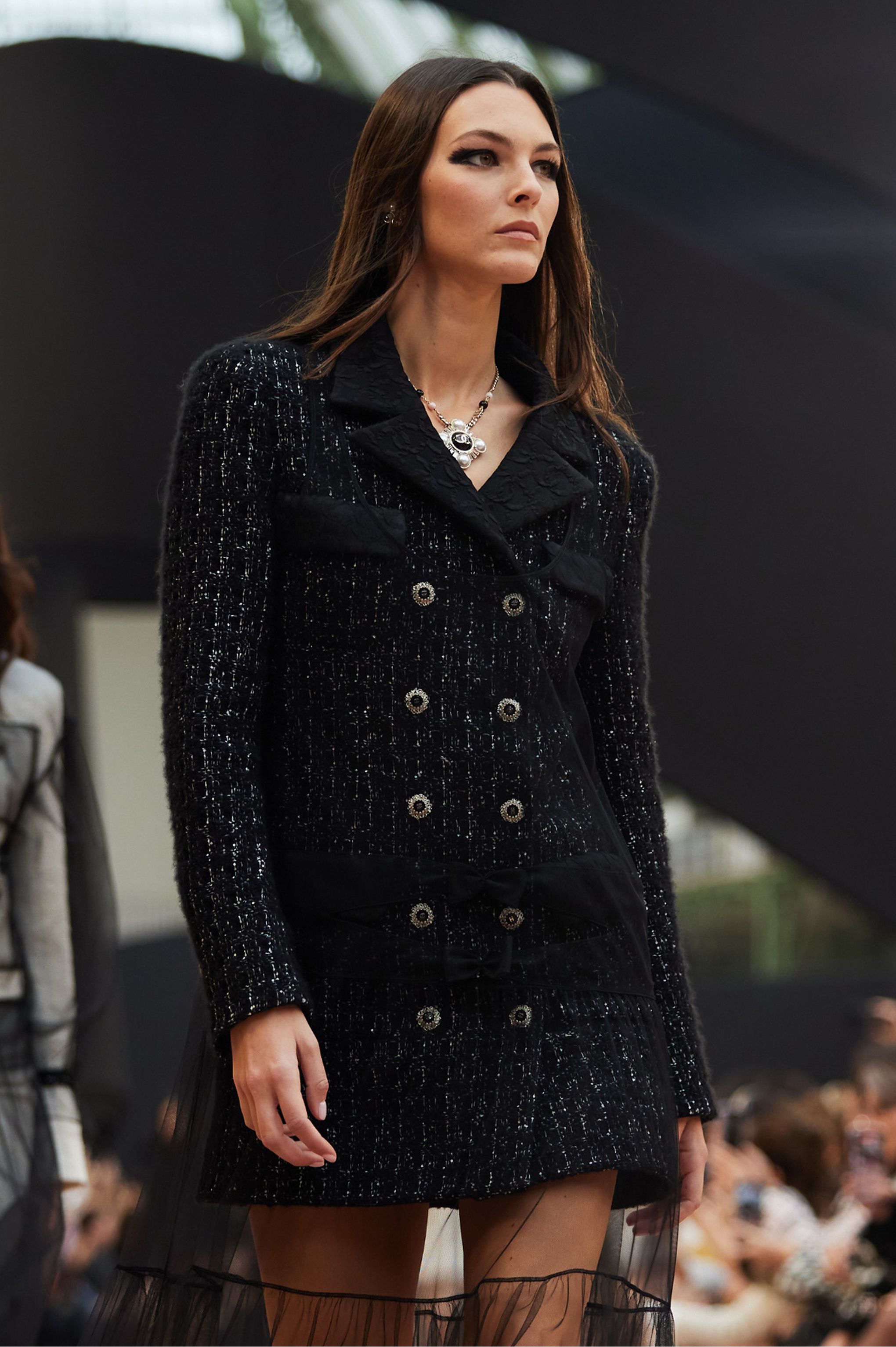 コート - カシミヤ ツイード、ブラック & ホワイト — ファッション