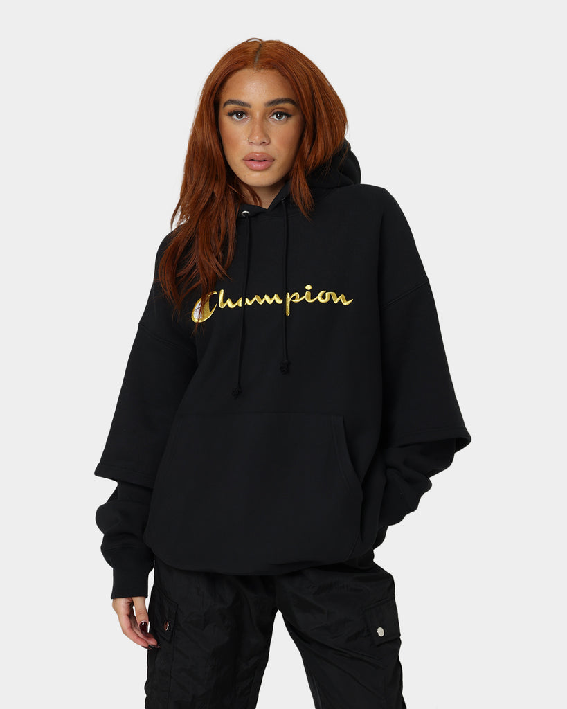 Champion Reverse Weave Double Layer Hoodie Black/Gold | Culture