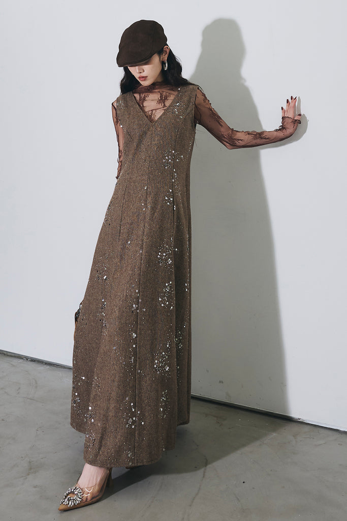 ANDREA&CO. ベロアライクミニワンピース カーキ 新品タグ付き ベルト付