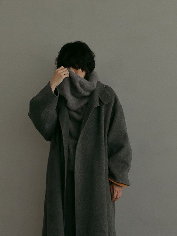 ETRE TOKYO - スタンドカラーリバーロングコート - GREY | ADDICT WEB SHOP