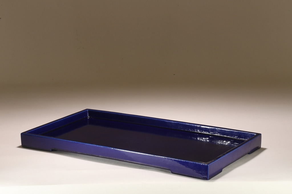 信楽呑平瑠璃釉切立長方水盤 | 雨竹亭オンラインショップ