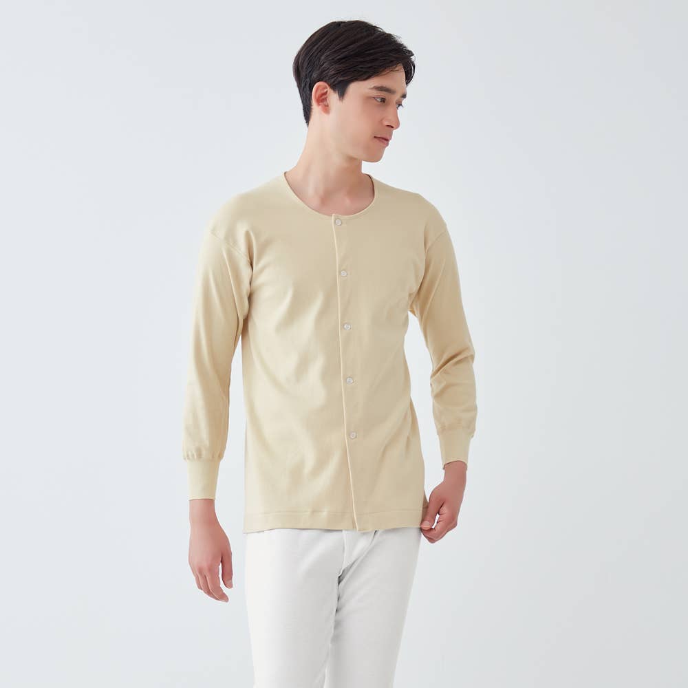 長袖前開きボタン付シャツ【SALE】 KQ2518A :メンズ トップス