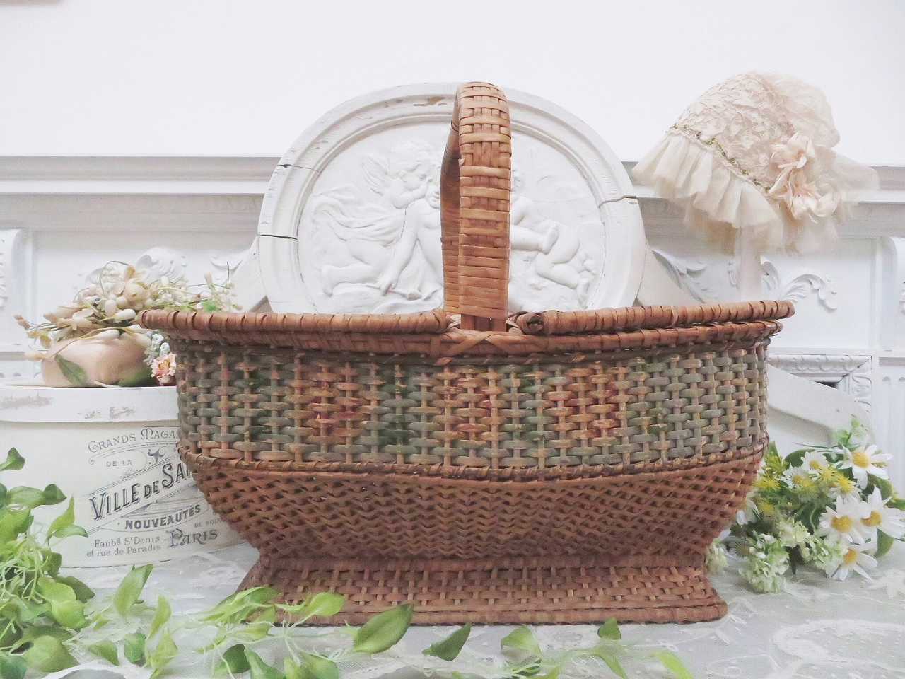 フレンチ ローズパニエ（ラージ) - 薔薇と天使のアンティーク