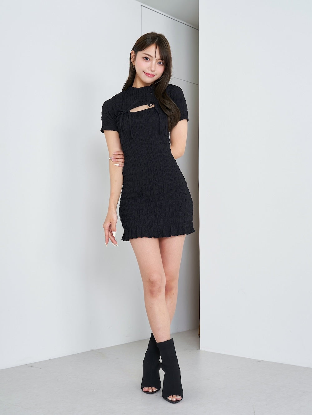 リボンシャーリングミニワンピース – Darich (ダーリッチ)