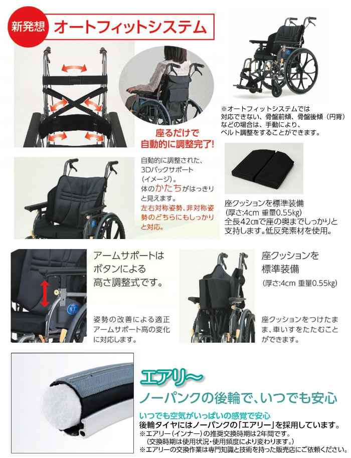 日進医療器】座王 自走式車椅子 NA-X521W ｜車いすの格安通販【車椅子