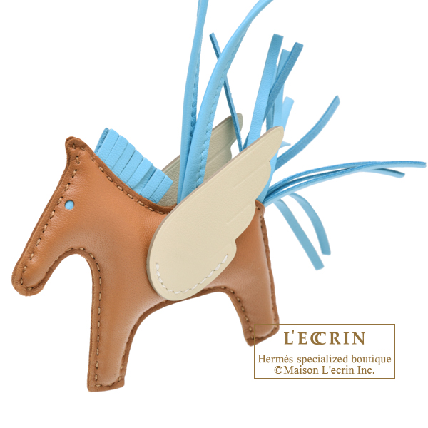 エルメス ロデオチャームペガサスPM ゴールド/セレスト/クレ