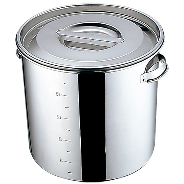 三宝産業 UK 18-8 ステンレス丸・深型キッチンポット 目盛付 21cm