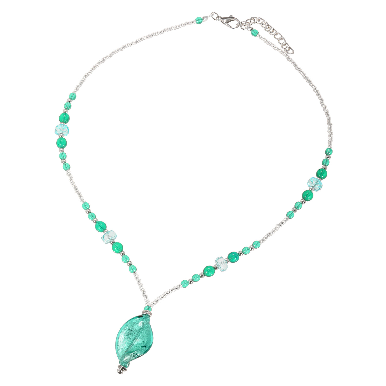 ラグーナ ベネチアンガラス エメラルドグリーン デザインネックレス