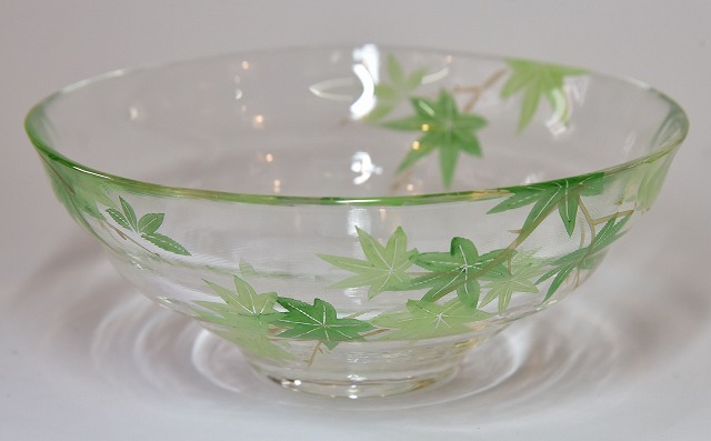 茶道具 【広畑久仁彦】蟹図 ガラス 平茶碗 紙箱 義山 夏茶碗 広畑