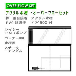 アクリル水槽 オーバーフローセット（60Hz 西日本地域）1800×750×600