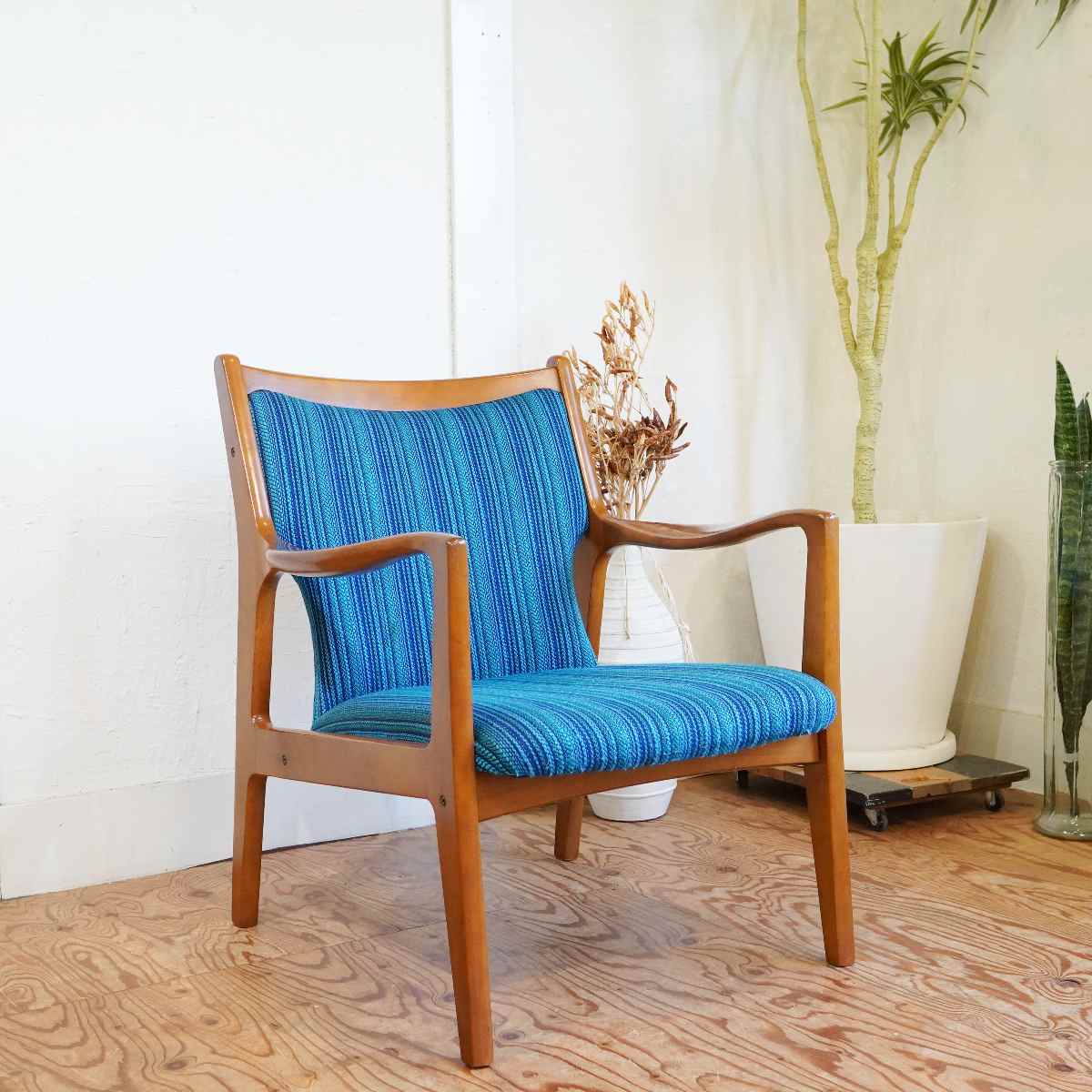 カリモク / karimoku アームチェア【1】ブルー オールドカリモク