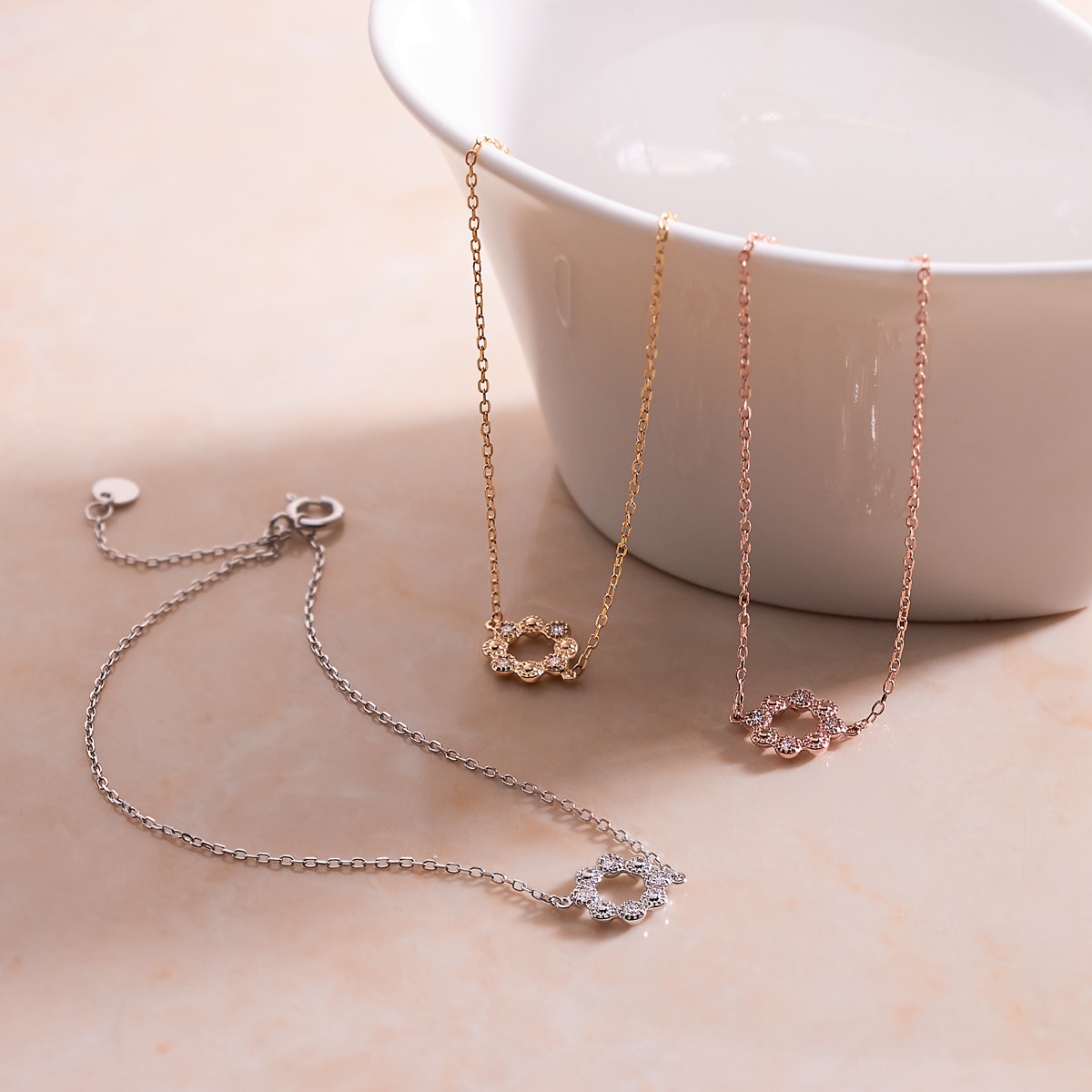 K10ピンクゴールドダイヤモンドブレスレット(RBL570)|TSUTSUMI