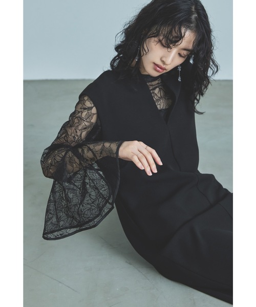 niana（ニアナ） ドレス ベルスリーブスリットドレス パーティードレス