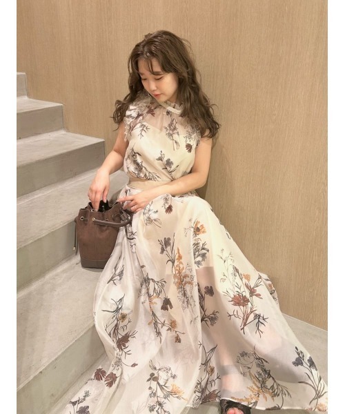 FRAY I.D（フレイ・アイディー） スカート ボタニカルプリントシアー