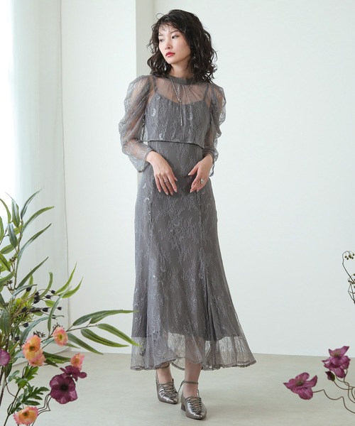 Kana ドレス 3way レースボレロセット フレア パーティー ドレス 2点