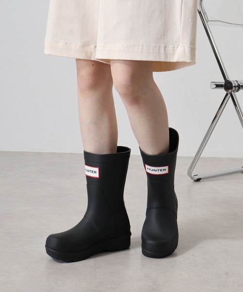 綺麗】HUNTER オリジナル モックトゥ ショートブーツ ブラック 27 楽天