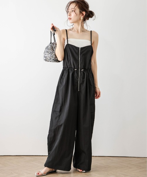 サロペット オーバーオール フロントジップミリタリーサロペット