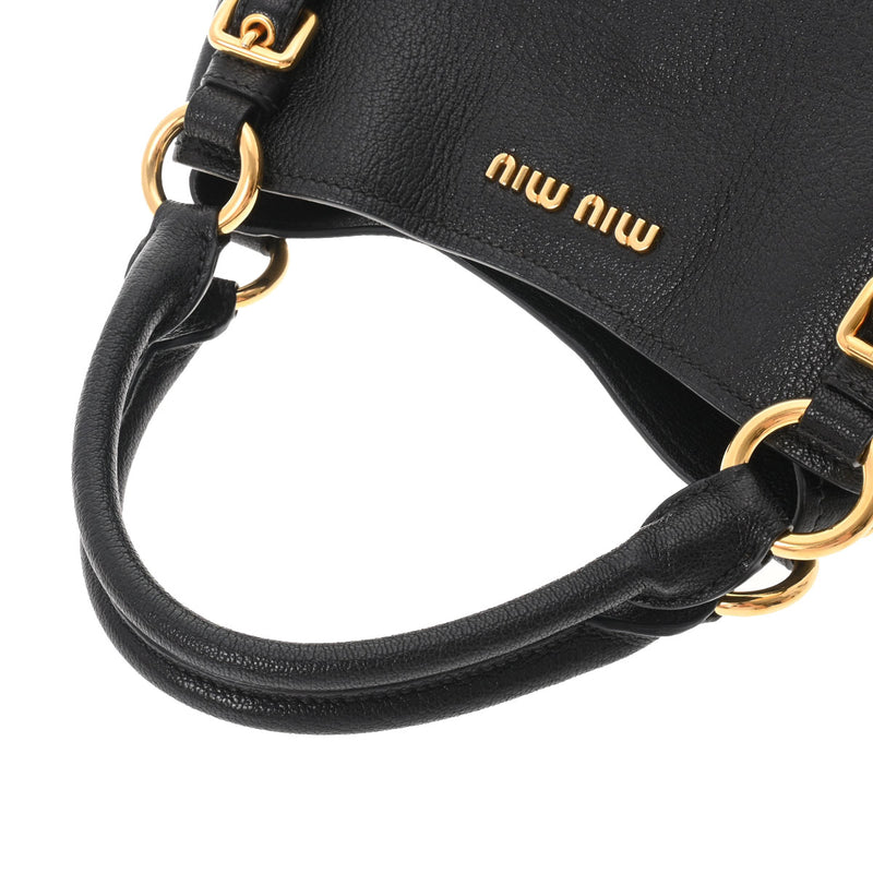 ミュウミュウマドラス 2WAYハンドバッグ ブラック ゴールド金具
