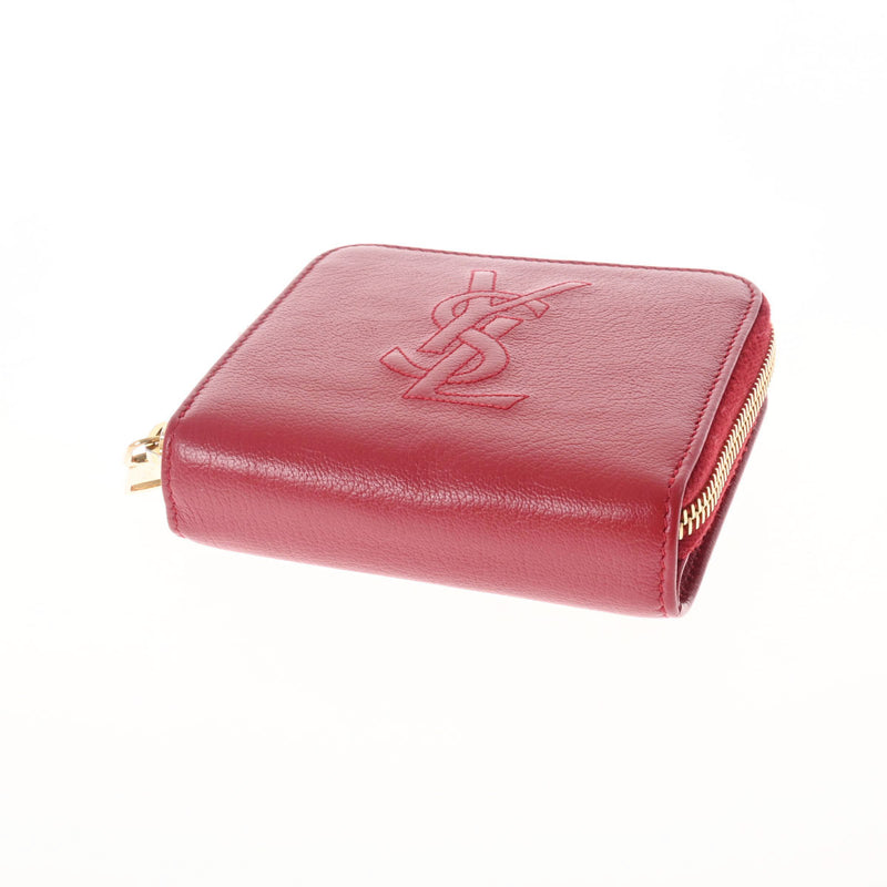 イヴサンローランコンパクト財布 レッド ゴールド金具 レディース