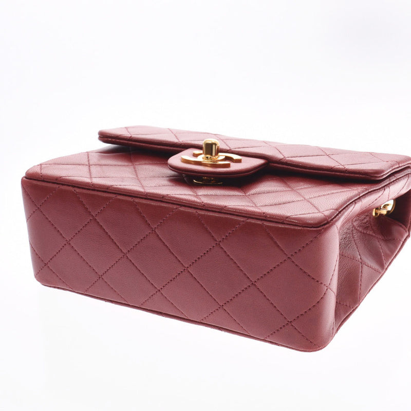 シャネルミニマトラッセ チェーンショルダーバッグ ボルドー系