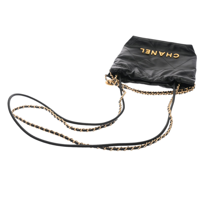 シャネルシャネル22 ミニ ハンドバッグ 黒 ゴールド金具 レディース