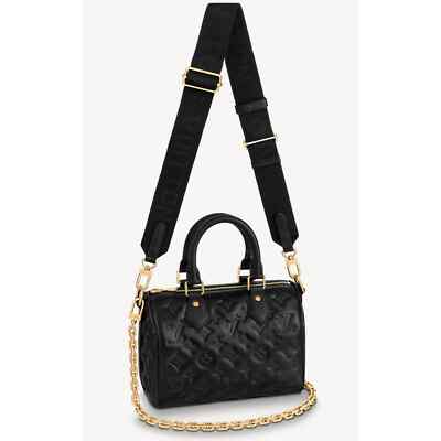 Louis Vuitton Speedy Bandouliere 22 Black Gold Chain Handle