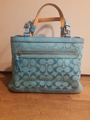 Rare Monogram Coach Y2K Signature purse In aqua Blue | eBay
