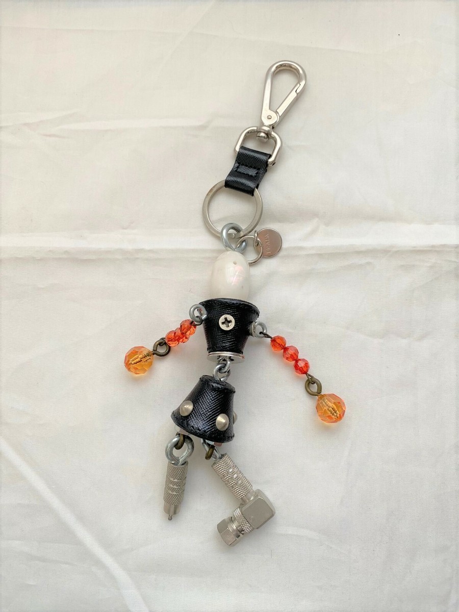 Prada robot bag charm key ring for nylon crystal bangle necklace